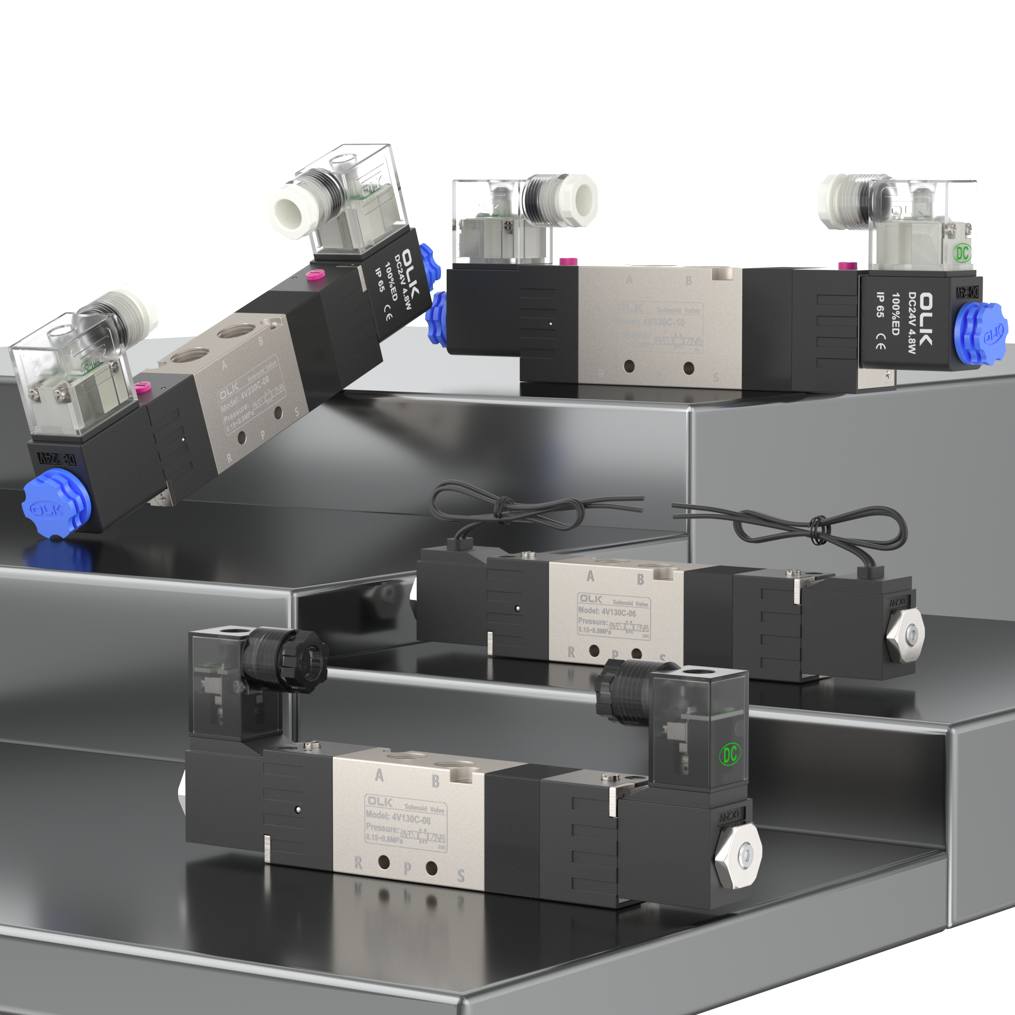 Perbandingan industri | Bedane jeneng katup 5-port 3-posisi saka SMC, Festo, airac, lan camozzi